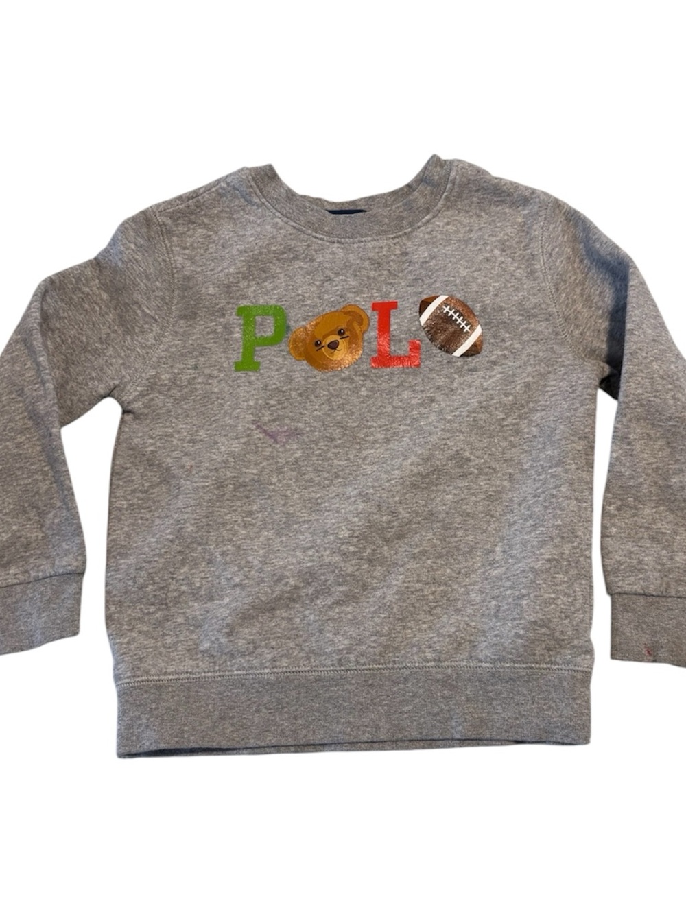 Polo by Ralph Lauren Gray Sweatshirt with Colorful Logo Appliqués